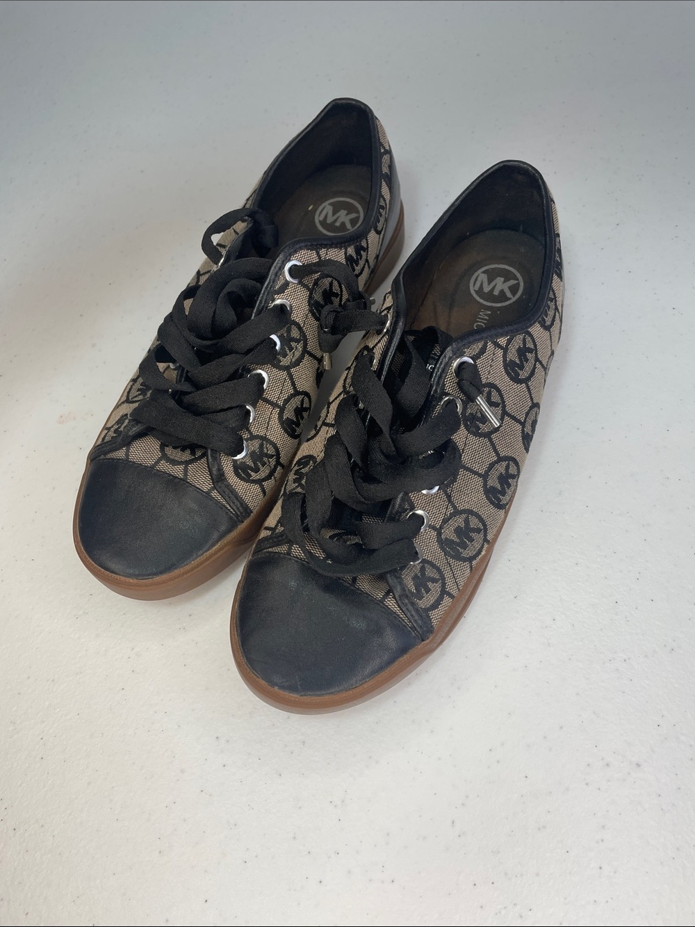 Michael Kors Brown & Black MK Logo Canvas Sneakers